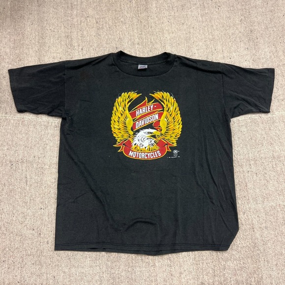 Harley-Davidson Other - Vintage Harley Davidson Shirt Mens XXL Black 1980s Eagle Motorcycle